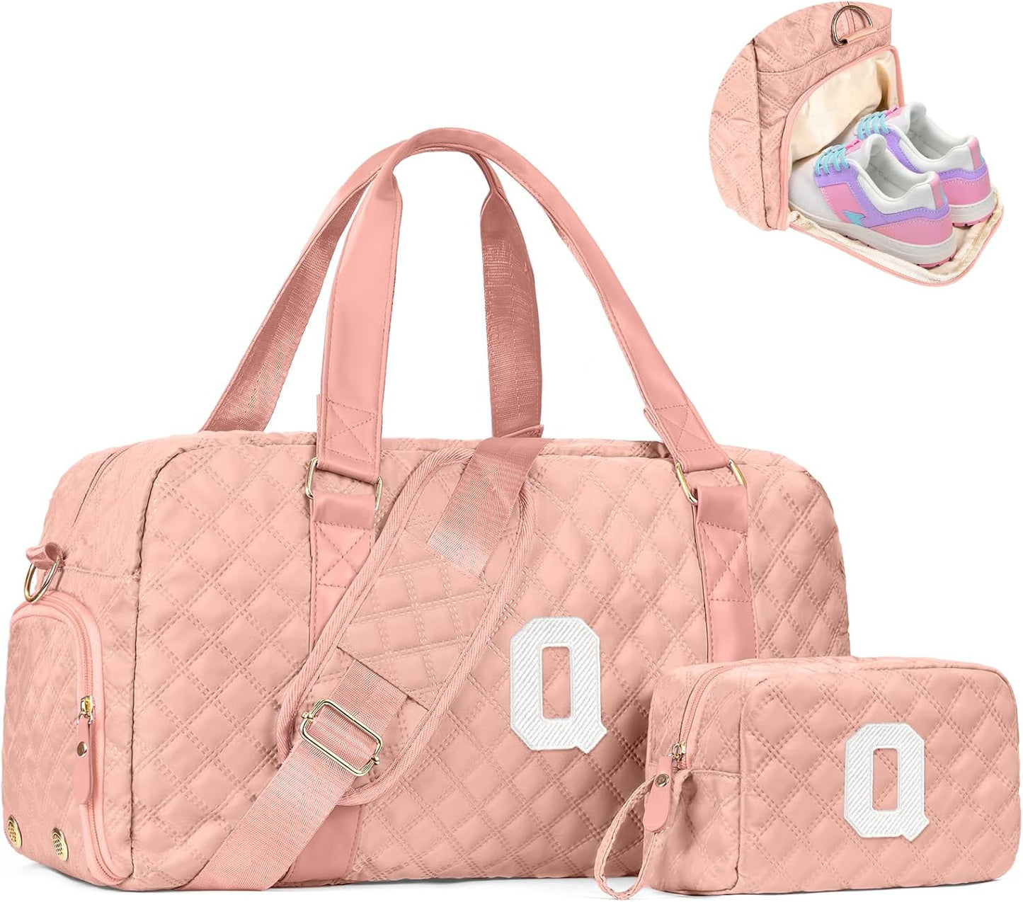 Monogram Duffle Bag Women Girls Gift: Initial Overnight bags, Dance Cheer bag Sports for Girl, Kid Gymnastics Bags, Birthday Gifts for Women Girls Kids Teens Mom Teacher