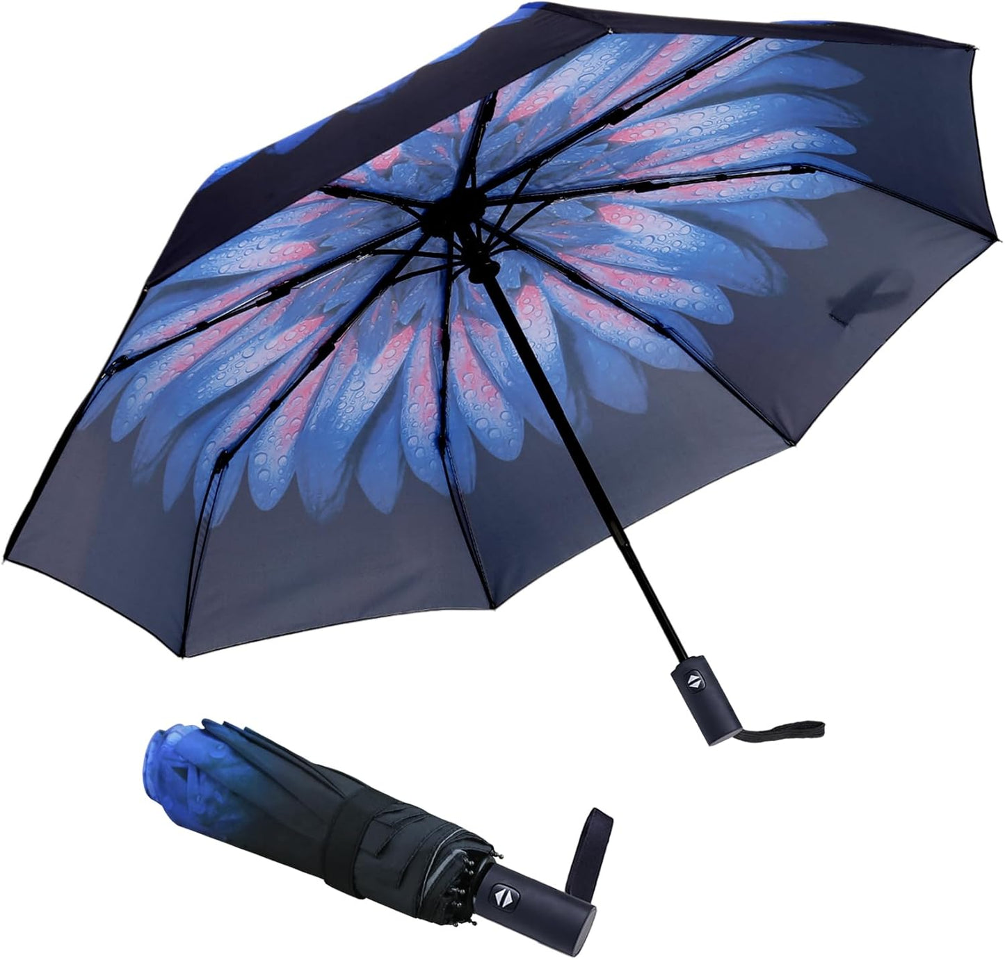 Travel Essentials Umbrella Windproof Compact Collapsible Light, Automatic, Strong and Portable, Wind Resistant Folding Small Umbrella for Rain