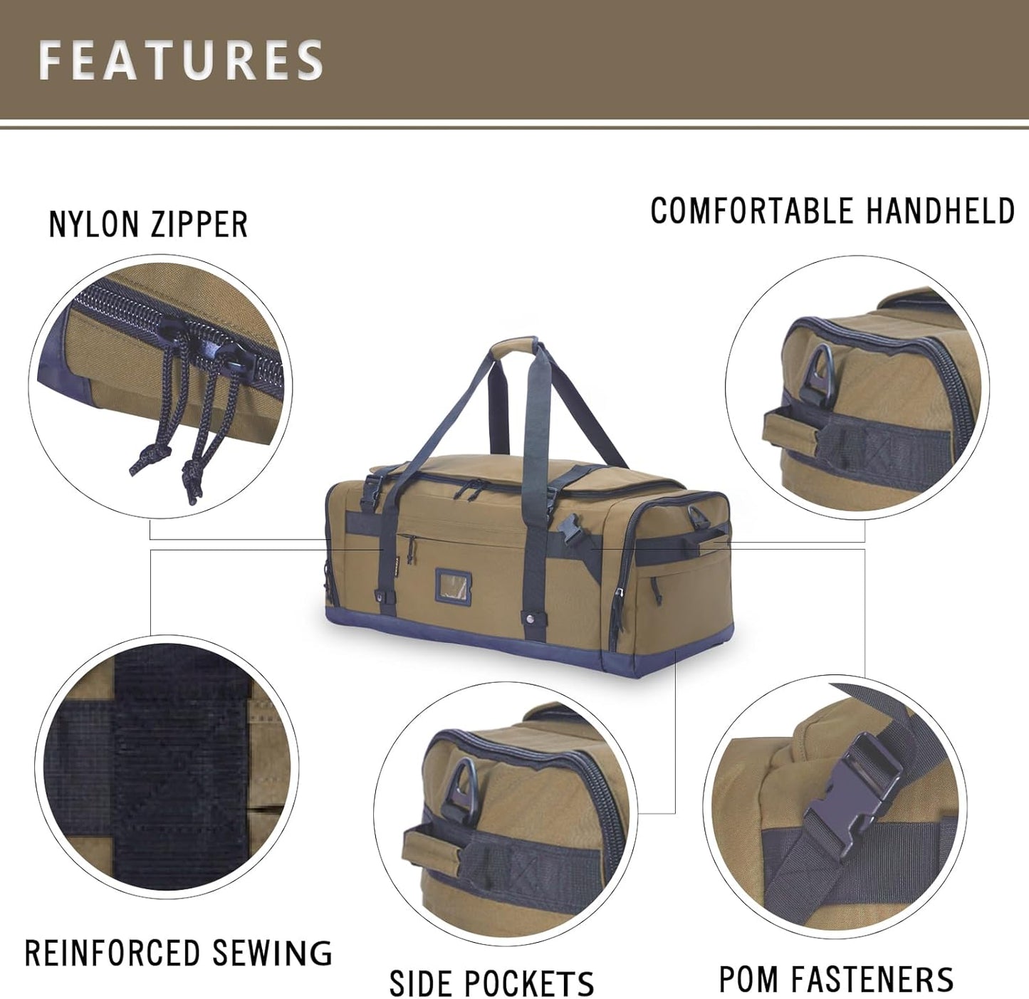 Large Duffle Bag for Travel - Men & Women, Foldable Gym Duffle Backpack, Heavy Duty Tactical Military Canvas Duffel Bags, Extra Big Carry On with Shoe Pockets, Waterproof (80L/103L)