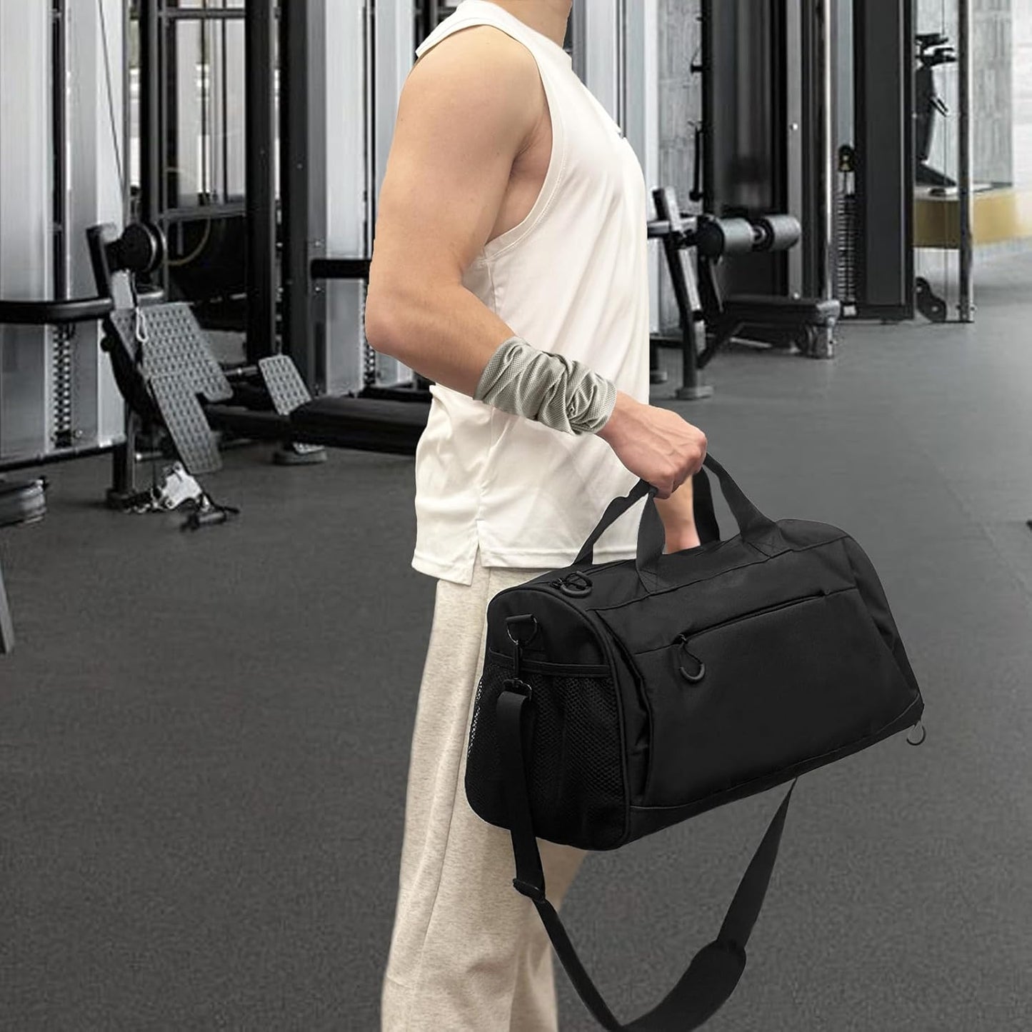 Gym Bag for Men & Women with Shoulder Strap, Shoe and Wet Compartment, Lightweight Duffle Bag, Durable Athletic Bag, Perfect for Travel, Fitness, Workout, Swimming, Yoga (Samll (19"))