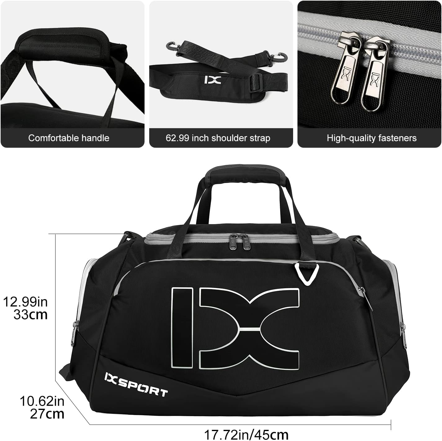 Sports Gym Bag，INOXTO Travel Duffel Bag with Dry Wet Pocket And Shoe CompartmentFor Women and Men，40L/55L Fitness Waterproof Weekender Bag For Swim Sports Travel Working Out (Black white, 40L)