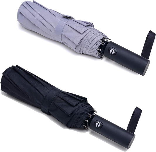 PFFY 2 Packs Travel Umbrella Windproof Auto Open & Close Collapsible Folding Small Compact Backpack Car travel Essentials Purse Umbrellas for Rain