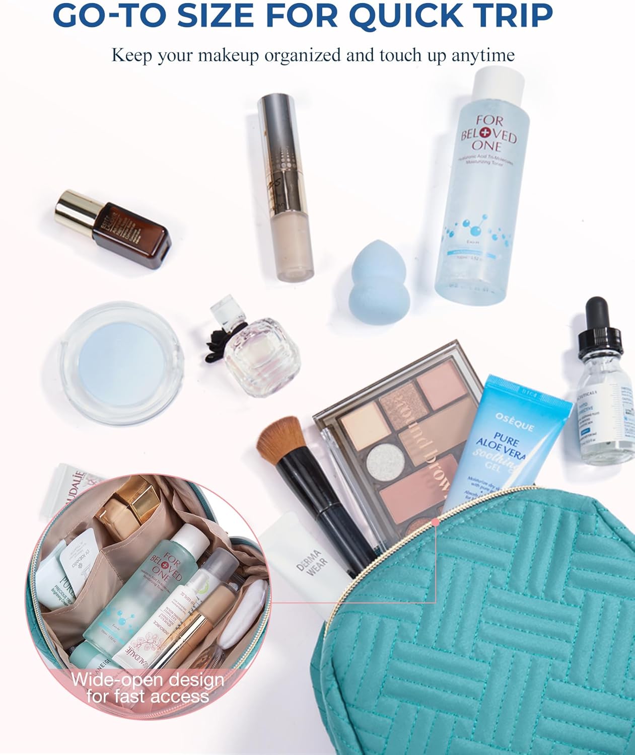 BAGSMART Small Makeup Bag, Travel Cosmetic Bag Make Up Pouch Small Travel Zipper Pouch,Water-resistant Toiletry Bag,Makeup Organizer Bag for Women, Blue