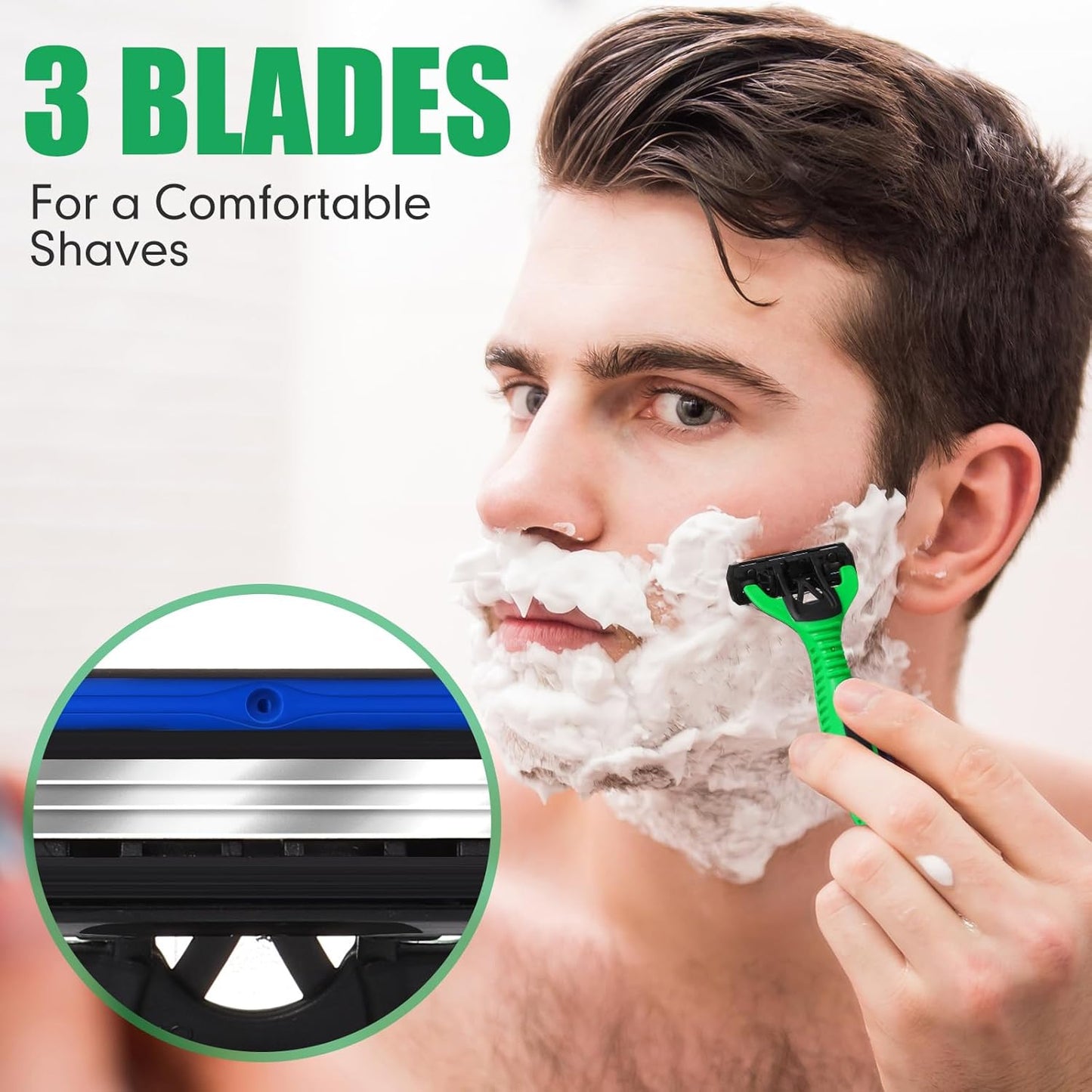 12 Pcs Mens Disposable Razors Bulk 3 Blade Sensitive Head Shaving Razors for Men Travel Hotel Spa Christmas Party Gift