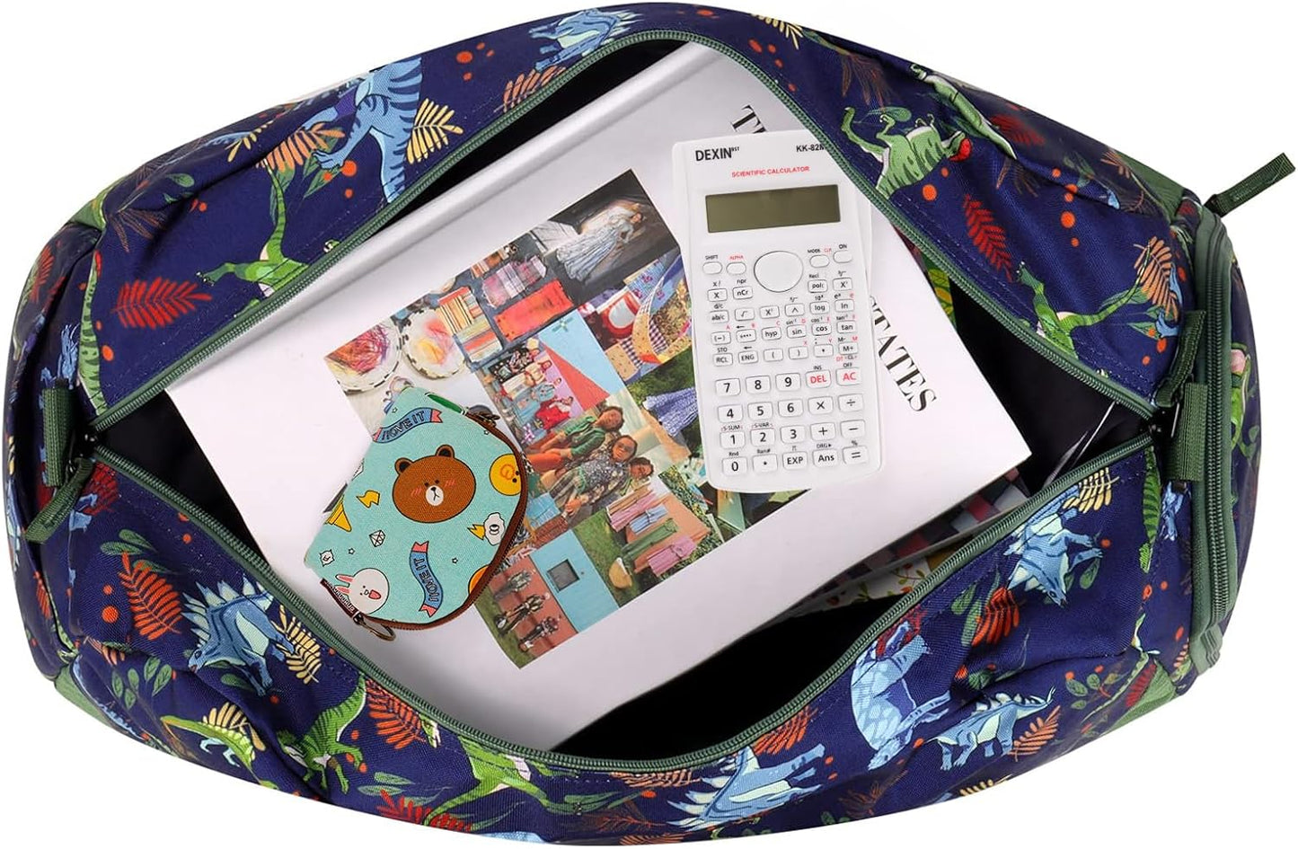 Choco Mocha Kids Dinosaur Duffle Bag - Boys Travel & Overnight Bag for Toddlers - Green