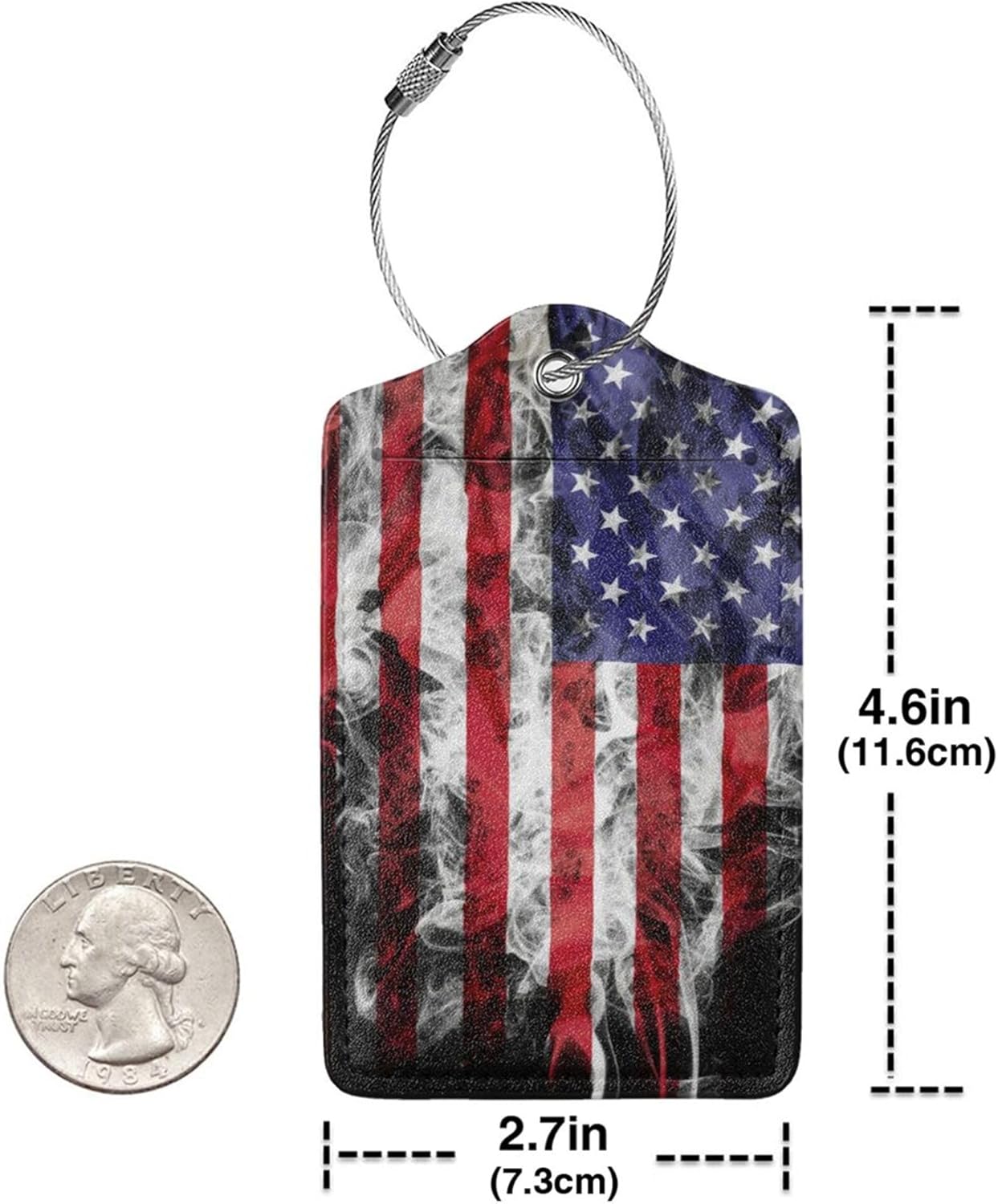 2 Pack American Flag Luggage Tags for Suitcases Unique Us Leather Luggage Tags Identifiers Privacy Cover Id Label with Stainless Steel Loop for Women Men Boys Girls Travel (American Flag)