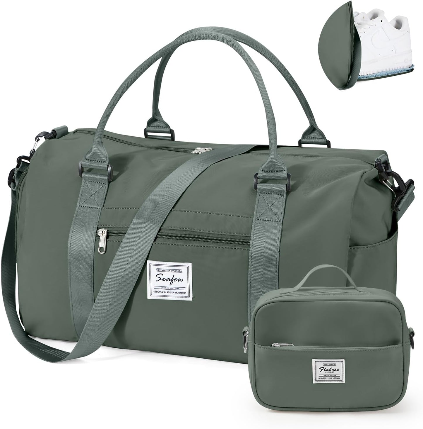 Gym Bagsfor Women with Shoes Compartment,Small Duffel BagsSport Bags with Toiletry Bags Overnight Travel Tote Bags Weekender Carry on Bag Personal Item Bag for Airlines Dark Green