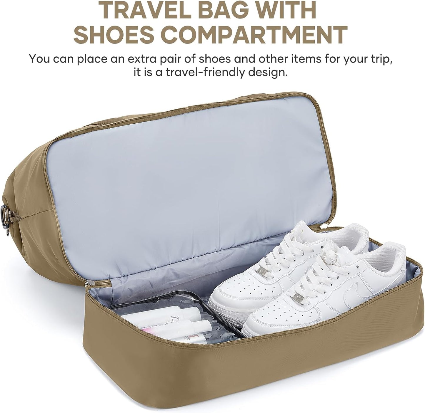 Travel Duffel Bag, Sports Tote Gym Bag, Shoulder Weekender Overnight Bag for Women