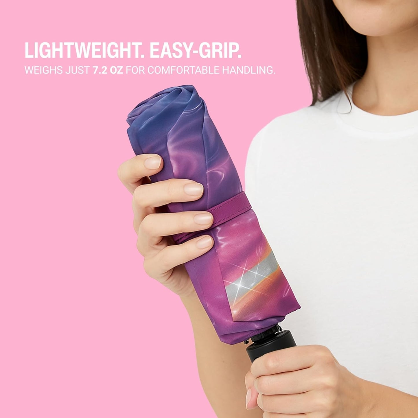 Knirps Rookie Manual Rain Umbrella for Elementary and Middle School Kids – 35.4" Canopy with Reflective Safety Stripe, Carrying Case Included