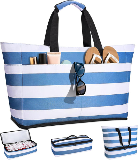 Beach Bag with Cooler, 54L Large Waterproof Sandproof Travel Tote Bag, Duffel Weekender Bag for Packing/Travel/Gym