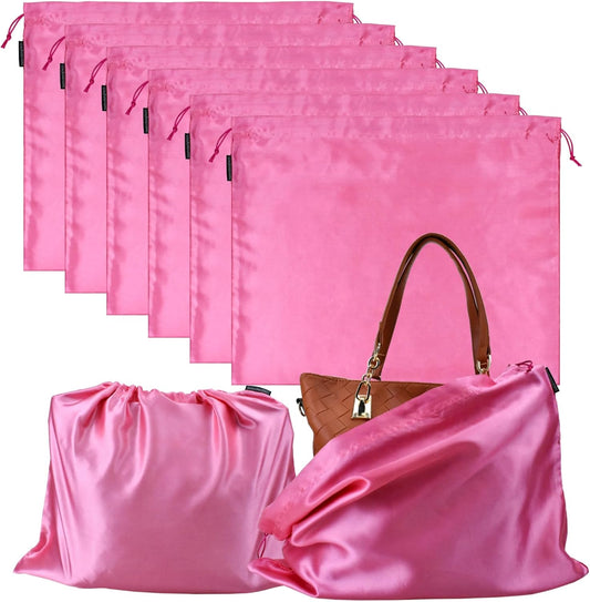 GONGKANGYUAN 6 Pack Dust Bags for Handbags – Silk Drawstring Storage Pouch, Dustproof Travel Organizer for Purses, Shoes & Boots