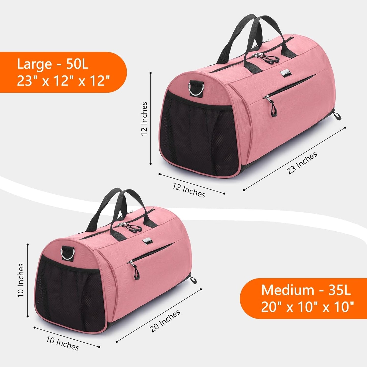 TOPDesign Gym Bag for Women & Men, Unisex Duffel Bag with Shoe Compartment & Wet Pocket for Travel Sports Gym (M Pink)