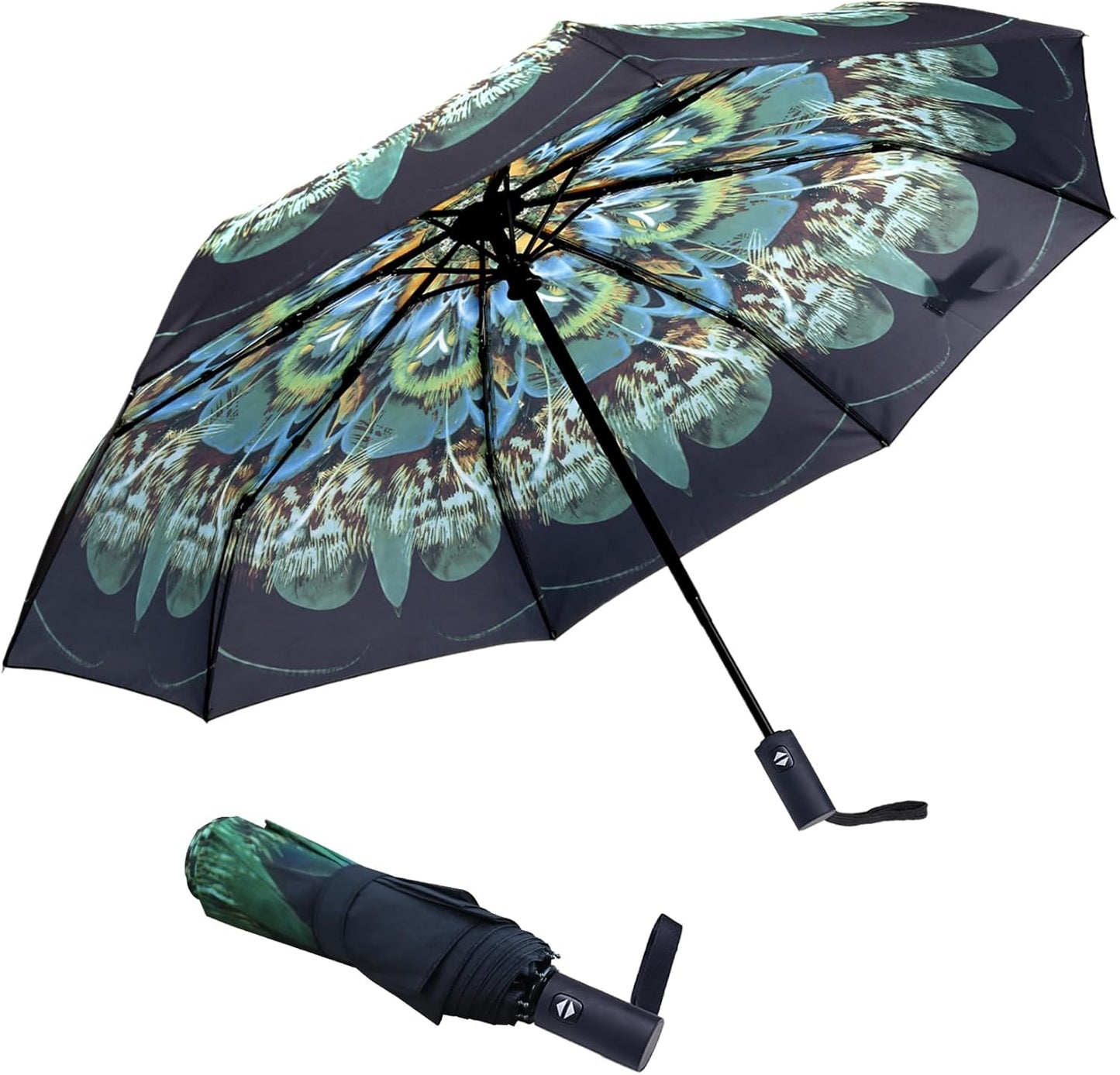 Travel Essentials Umbrella Windproof Compact Collapsible Light, Automatic, Strong and Portable, Wind Resistant Folding Small Umbrella for Rain