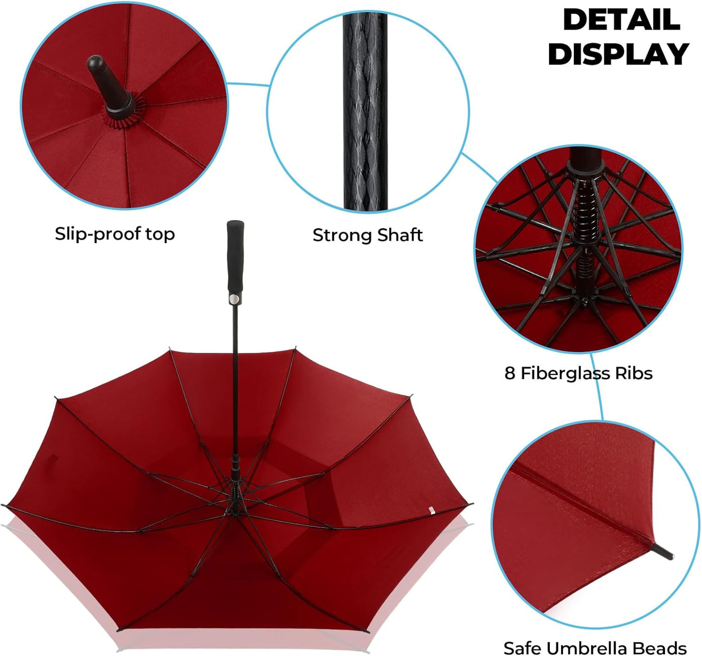 Automatic Open Golf Umbrella, 54/62/68/72 inch Extra Large Oversize Double Canopy Vented Stick Umbrellas, Windproof Waterproof Umbrella for Men And Women