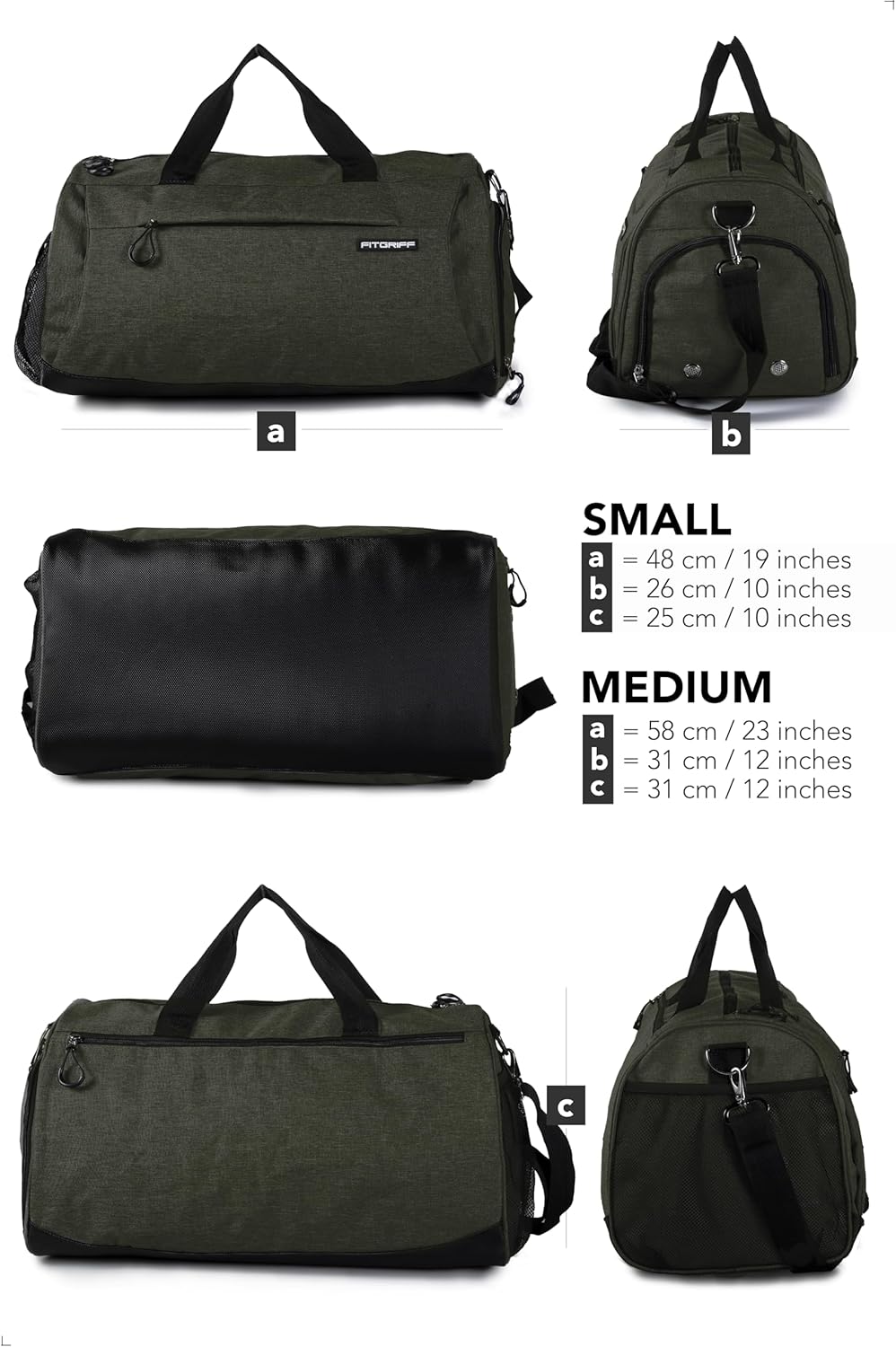 Fitgriff® Gym Bag for Men & Women with Shoe & Wet Compartment - Duffle Bag for Travel, Sports, Fitness & Workout