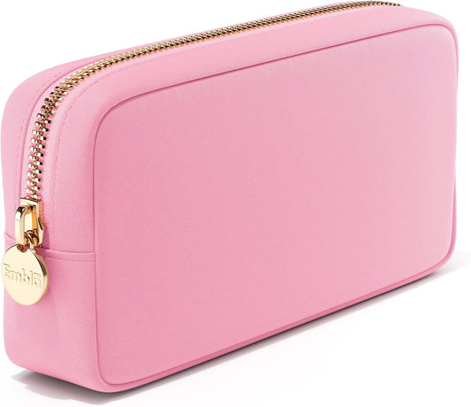 Embla Makeup Bag Travel Cosmetics Pouch and Toiletry Bag, Nylon Zipper Pouch Purse, Cute Make Up Organizer Storage Tote for Women Girls, Travel Skincare Case, Small Makeup Bags, Flamingo Pink