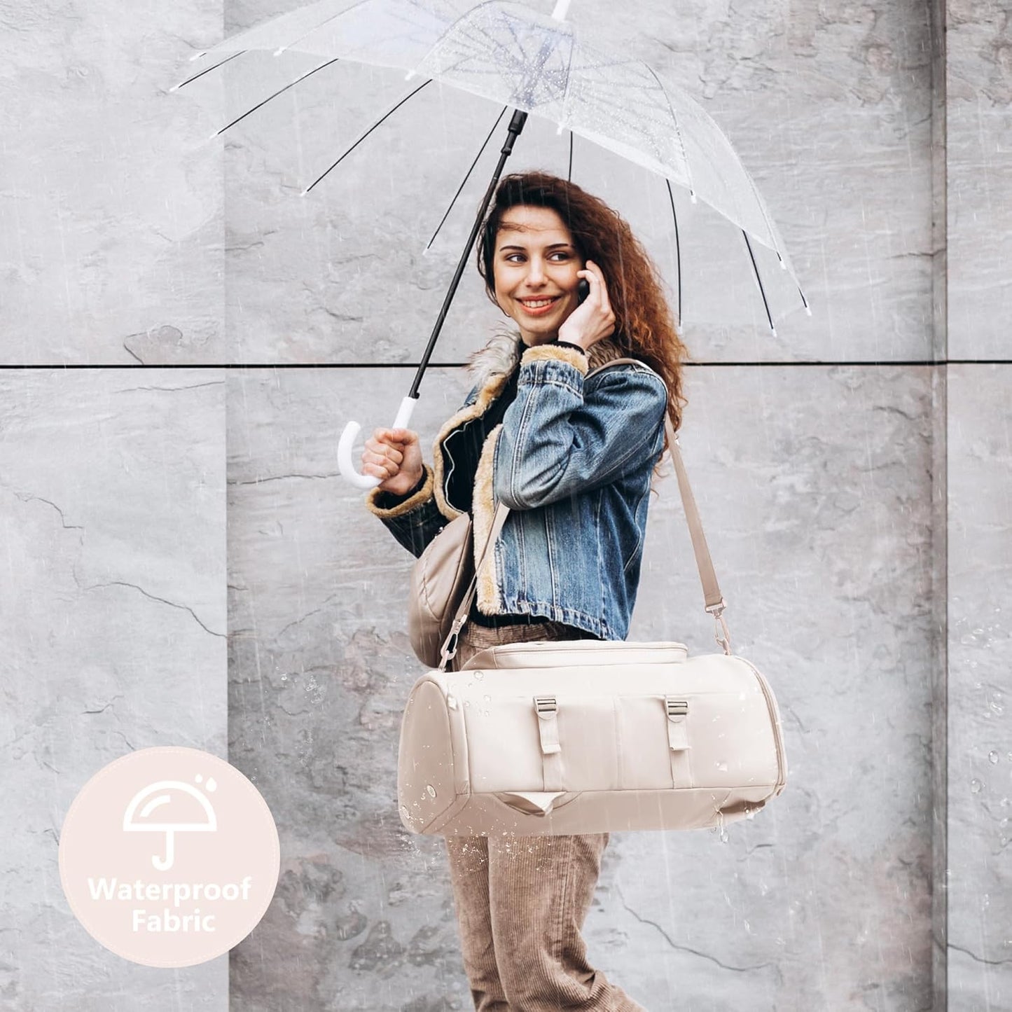 Gym Bag with Shoes Compartment and Wet Pocket - Sports Duffle for Men and Women, Travel Backpack Weekender Overnight Bag Beige - MIYCOO