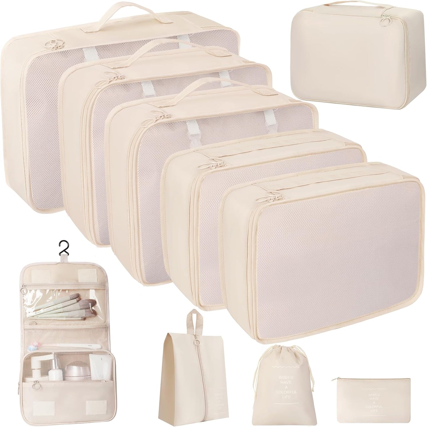 10 Pcs Set Packing Cubes - Travel Packing Organizers, Expandable Suitcase Organizer, Luggage Organizer Bags