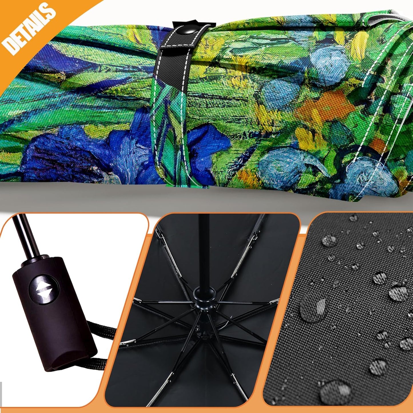 Small Compact Travel Automatic Folding Umbrella for Women, Portable Lightweight, Rain, Wind, UV Sun Shade