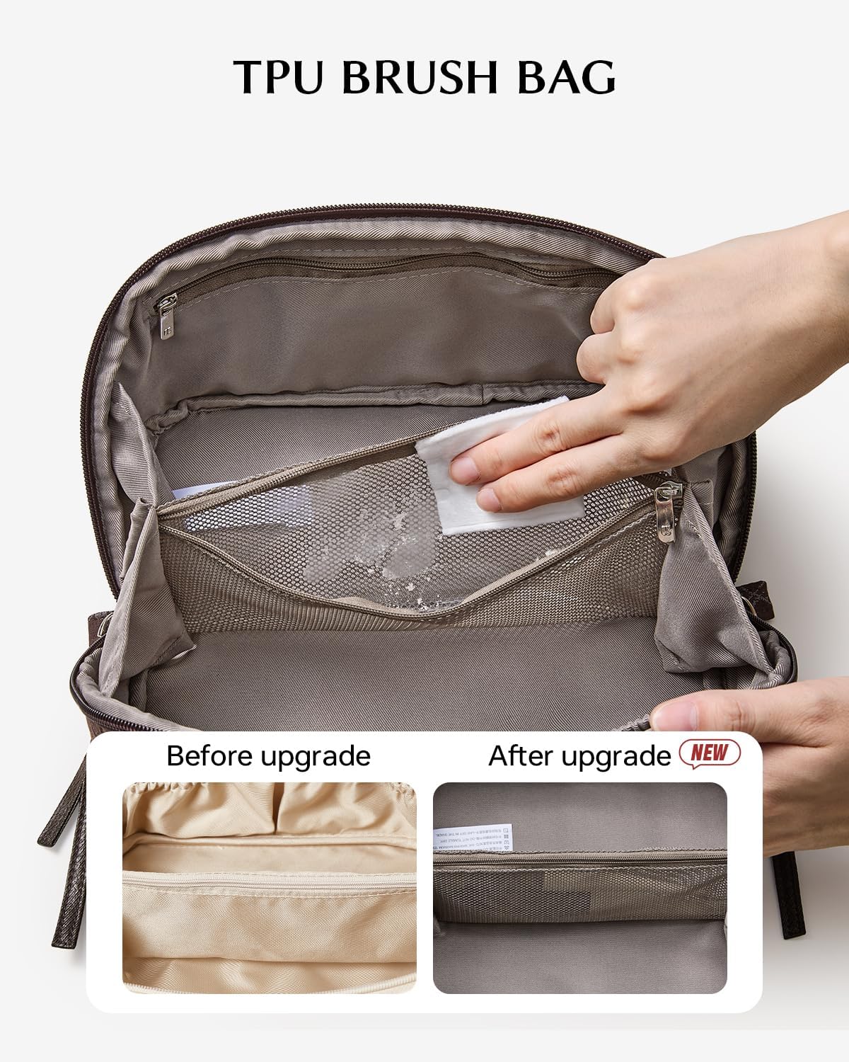 EACHY Travel Makeup Bag, Large Toiletry Bag for Women, Flat-Opening Organizer Pouch with Compartments