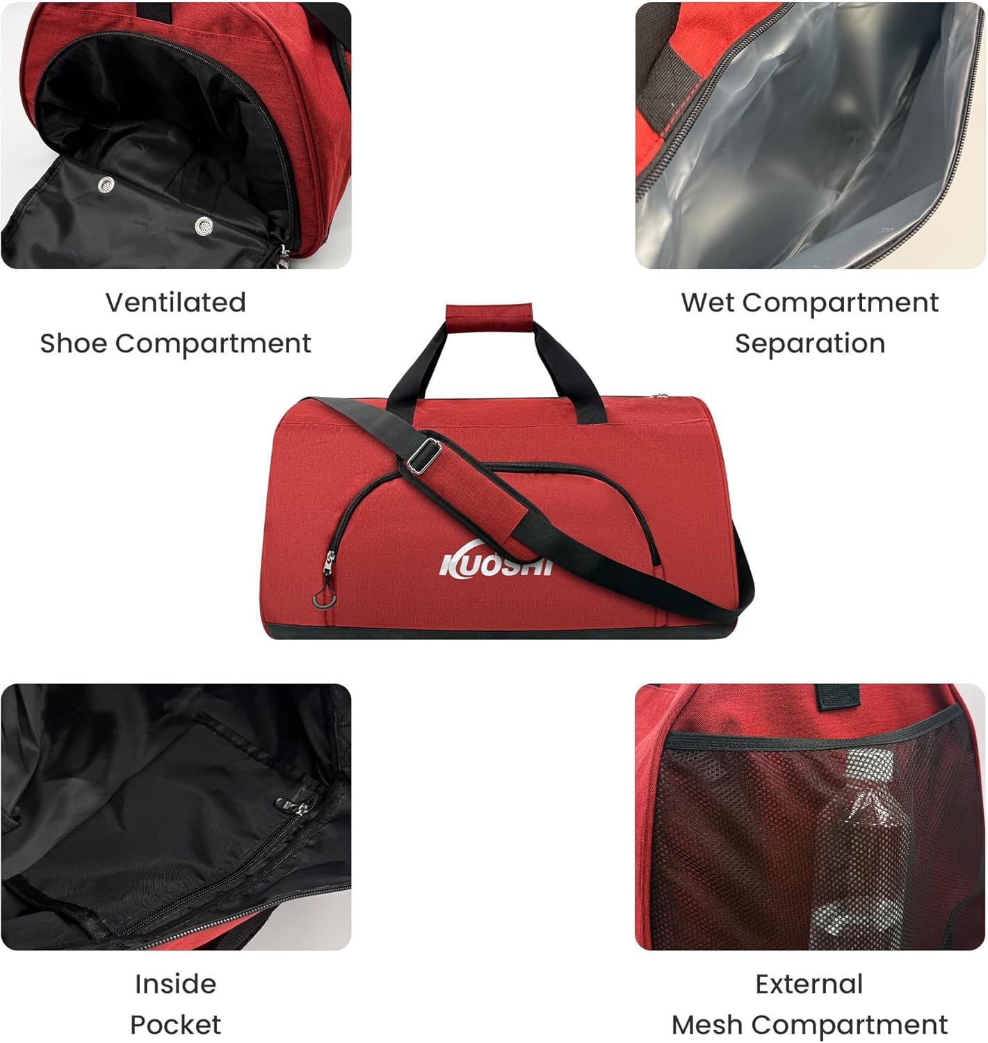 Gym Duffle Bag for Men & Women Water-Resistant-Sports Travel Bag with Ventilated Shoe Compartment & Wet Pocket, 31L Large Weekender Overnight Bag