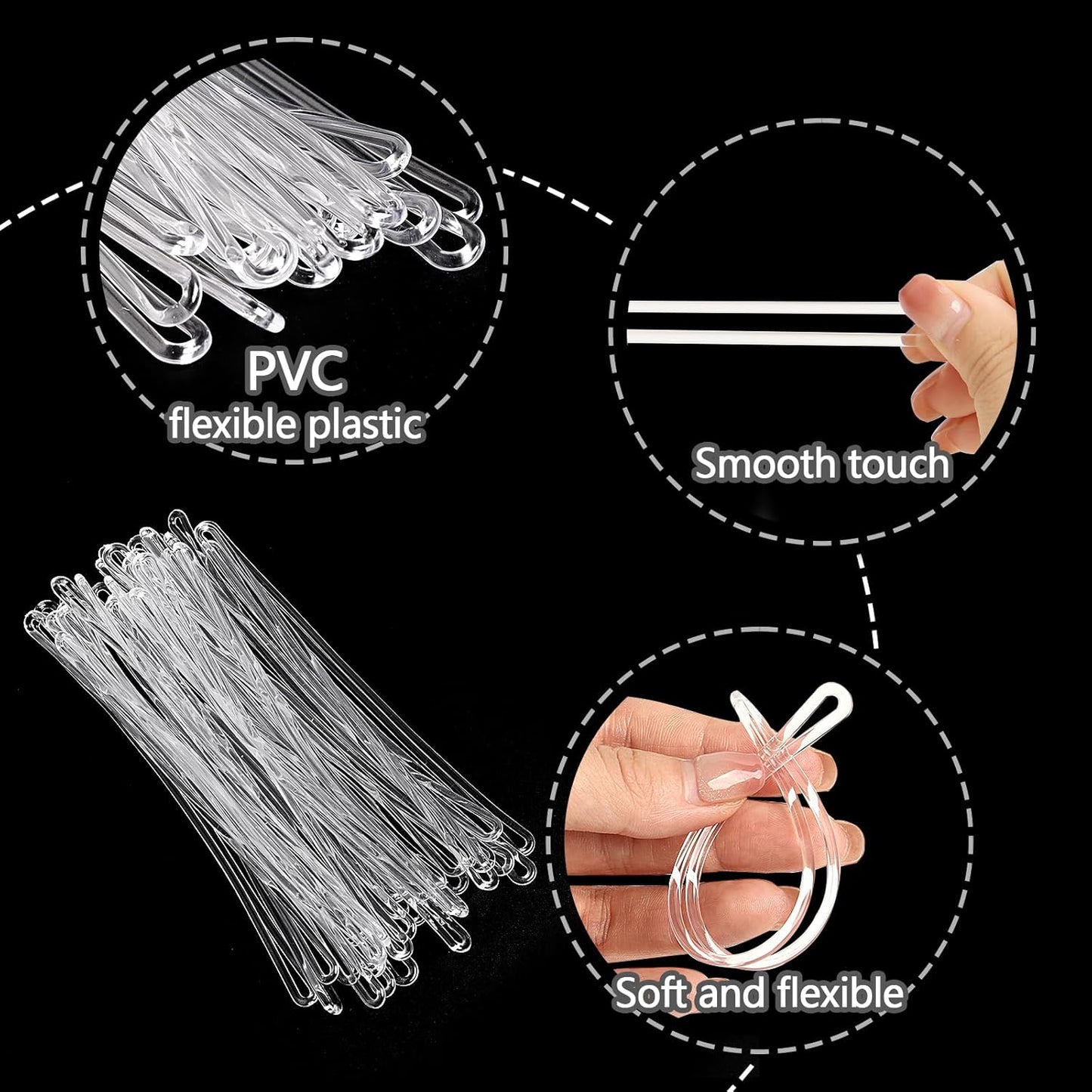 120 Pcs Clear Plastic Luggage Straps 6 Inch Clear Worm Loops Luggage Tag Straps Name Tag Loop for Bag Tags,Identification Cards ID