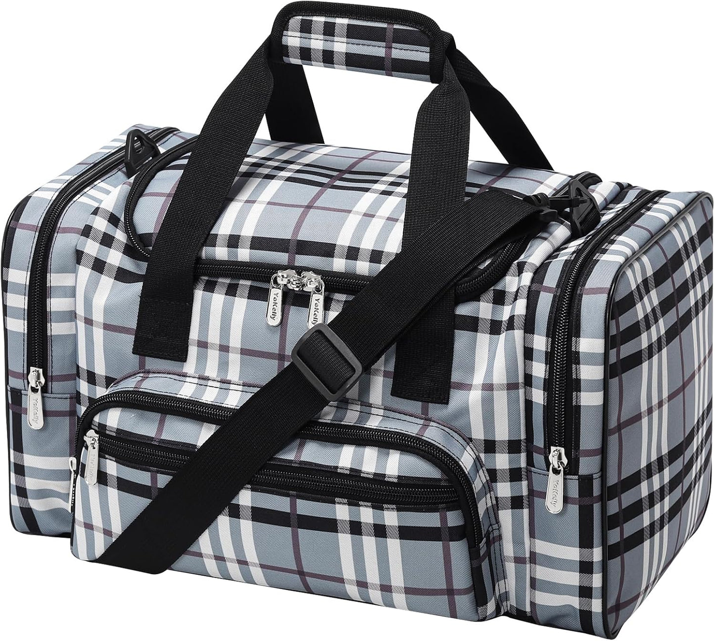 17 inch Small Duffle Bag - Carry On Weekender Bag for Travel Gym Sport - Gray/White