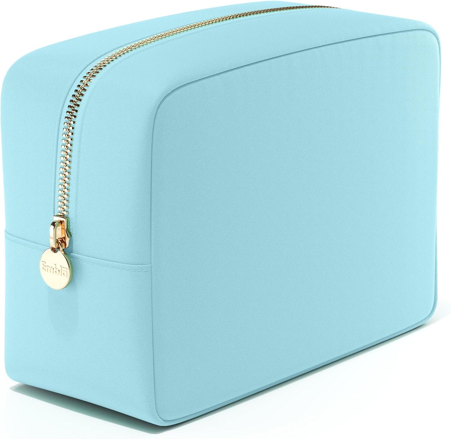 Embla Makeup Bag Travel Cosmetics Pouch and Toiletry Bag, Nylon Zipper Pouch Purse, Cute Make Up Organizer Storage Tote for Women Girls, Waterproof Travel Skincare Case, Large Makeup Bags, Cotton Candy