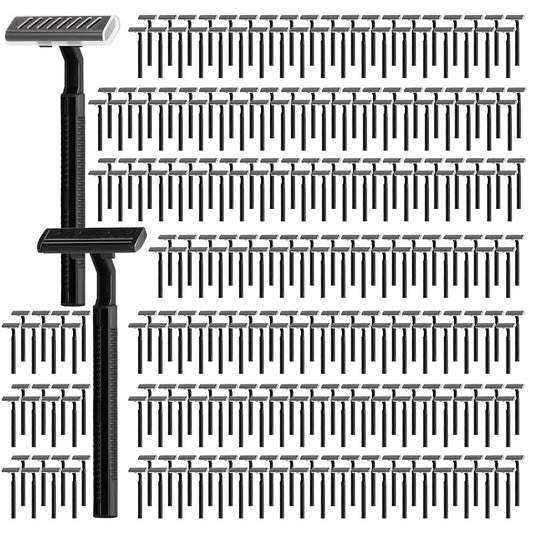 100 Pack Individually Wrapped Twin Blade Razors with Clear Safety Cap,Multipurpose Portable Shave Razor for Bathing Hotel Travel,Black(100 Count)