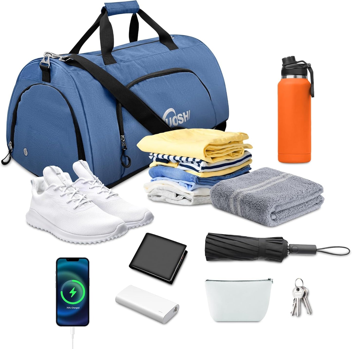 Gym Duffle Bag for Men & Women Water-Resistant-Sports Travel Bag with Ventilated Shoe Compartment & Wet Pocket, 56L Large Weekender Overnight Bag