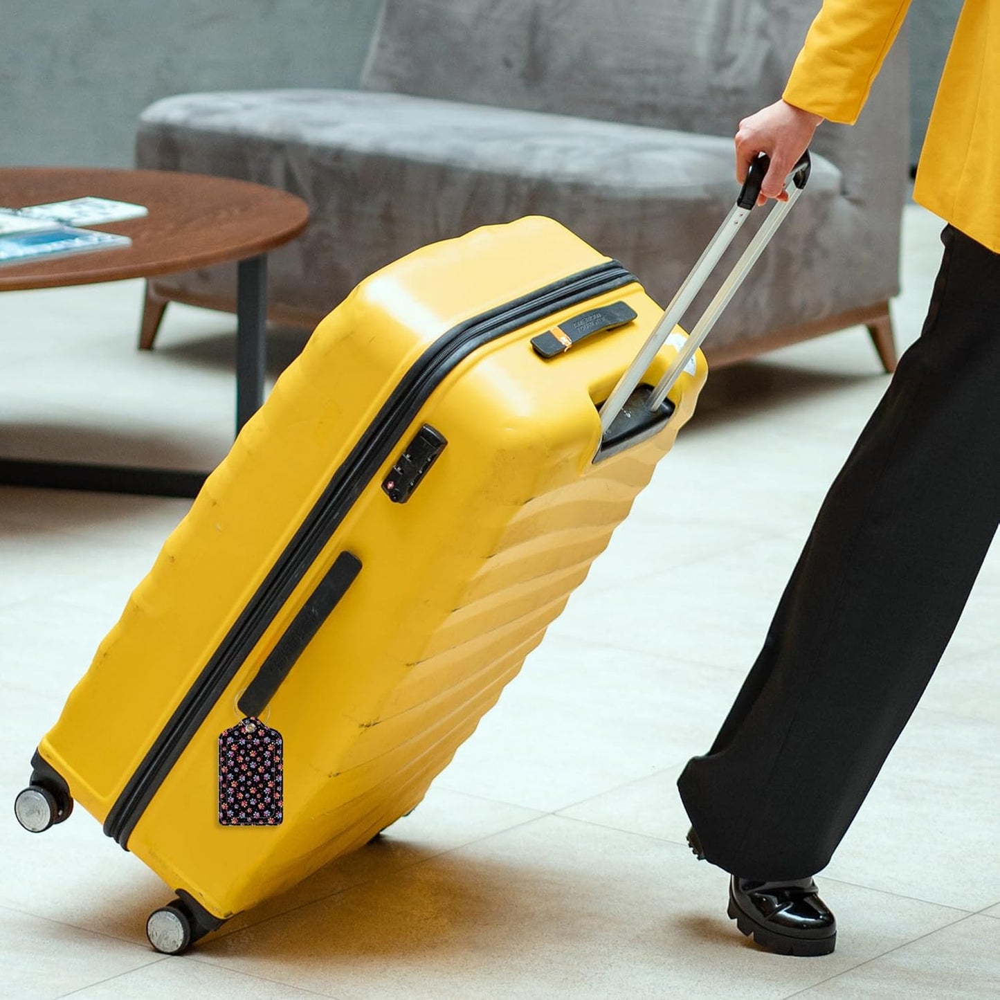 2 Pack Colorful Dog Paw Luggage Tag for Suitcase,Colorful Paw PU Leather Suitcase Tags Identifiers with Privacy Name Address Labels and Steel Loop for Women Men Travel