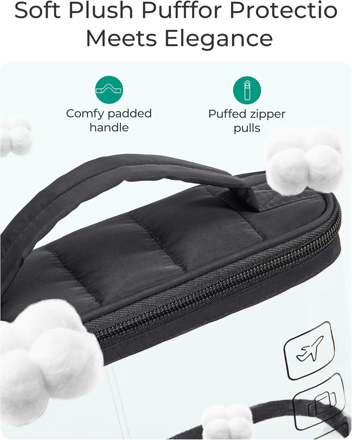 BAGSMART TSA Approved Toiletry Bag, Clear Makeup Cosmetic Bag Organizer, Quart Size Travel Bag for Toiletries, Carry-on Travel Accessories Essentials, 1 Pack-Black