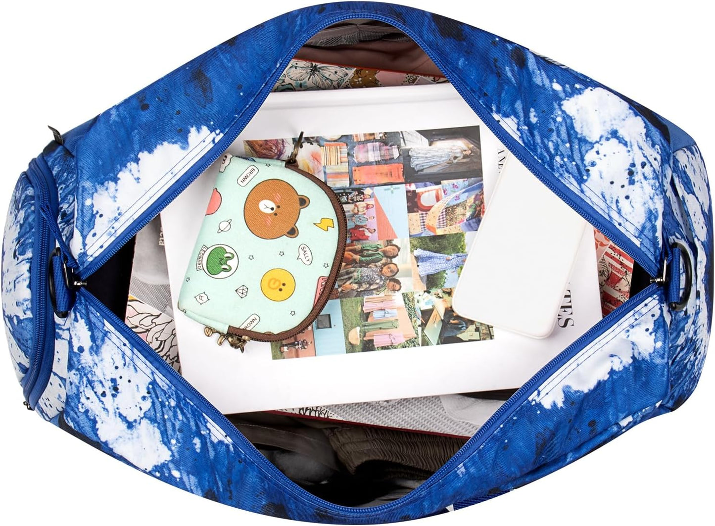 Choco Mocha Kids Duffle Bag Boys Tie Dye Duffle Bag for Kids Travel Bag Boys Overnight Bag for Kids Duffel Bags Toddler Weekender Bag Childrens Kids Gym Sports Sleepover Bag 6-8 Gift Blue