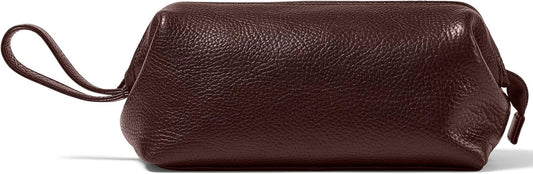 Leatherology Premium Espresso Framed Toiletry Bag - Wide-mouth zippered opening, interior and exterior zippered compartments, compact and functional
