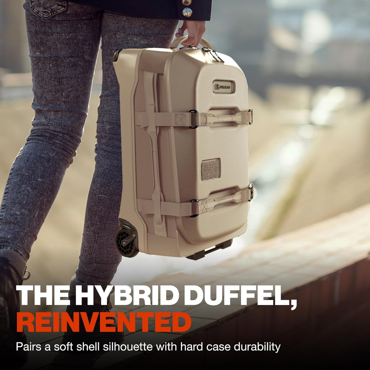 Pelican Aegis Luggage - Carry On Duffel Bag with Wheels - 22 Inch Carry On Bag - Airline Approved (Sand)