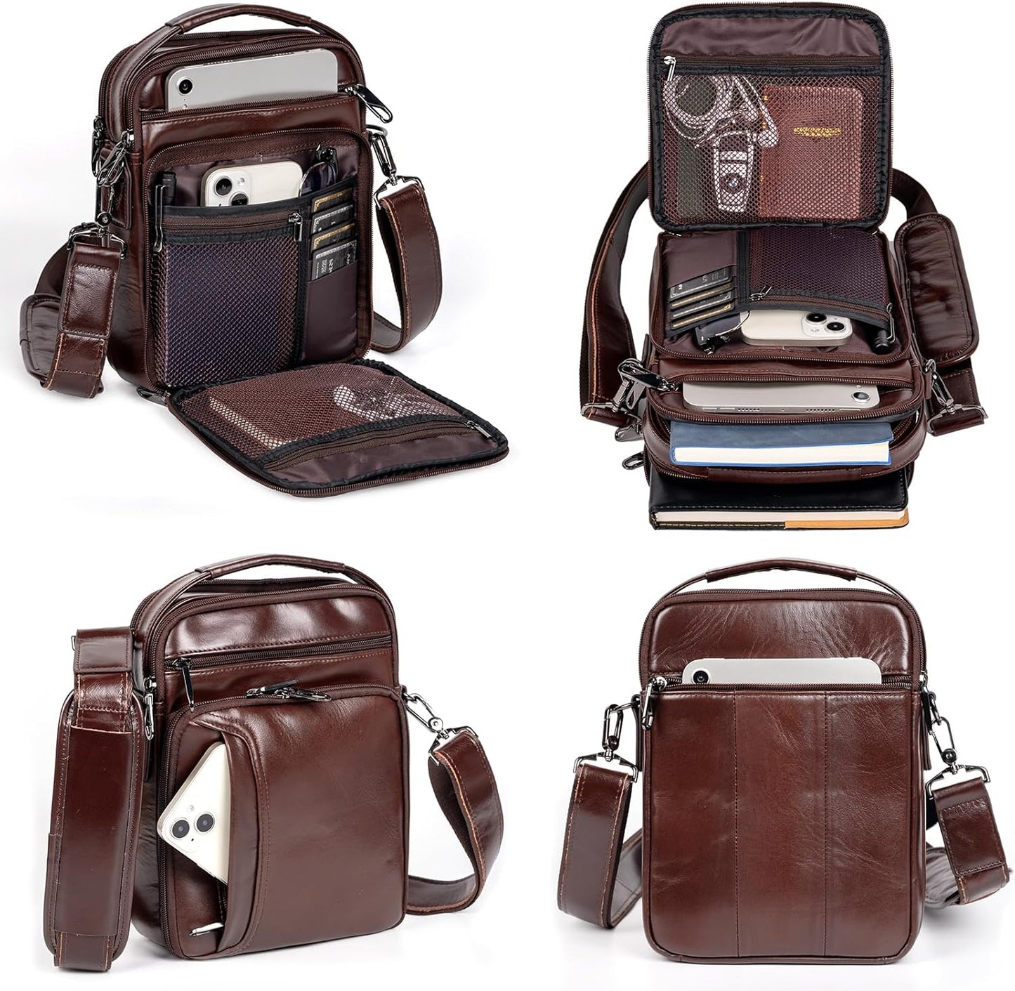 Leather Small Messenger for Men - Women Shoulder Chest Travel Bag - Crossbody Bag