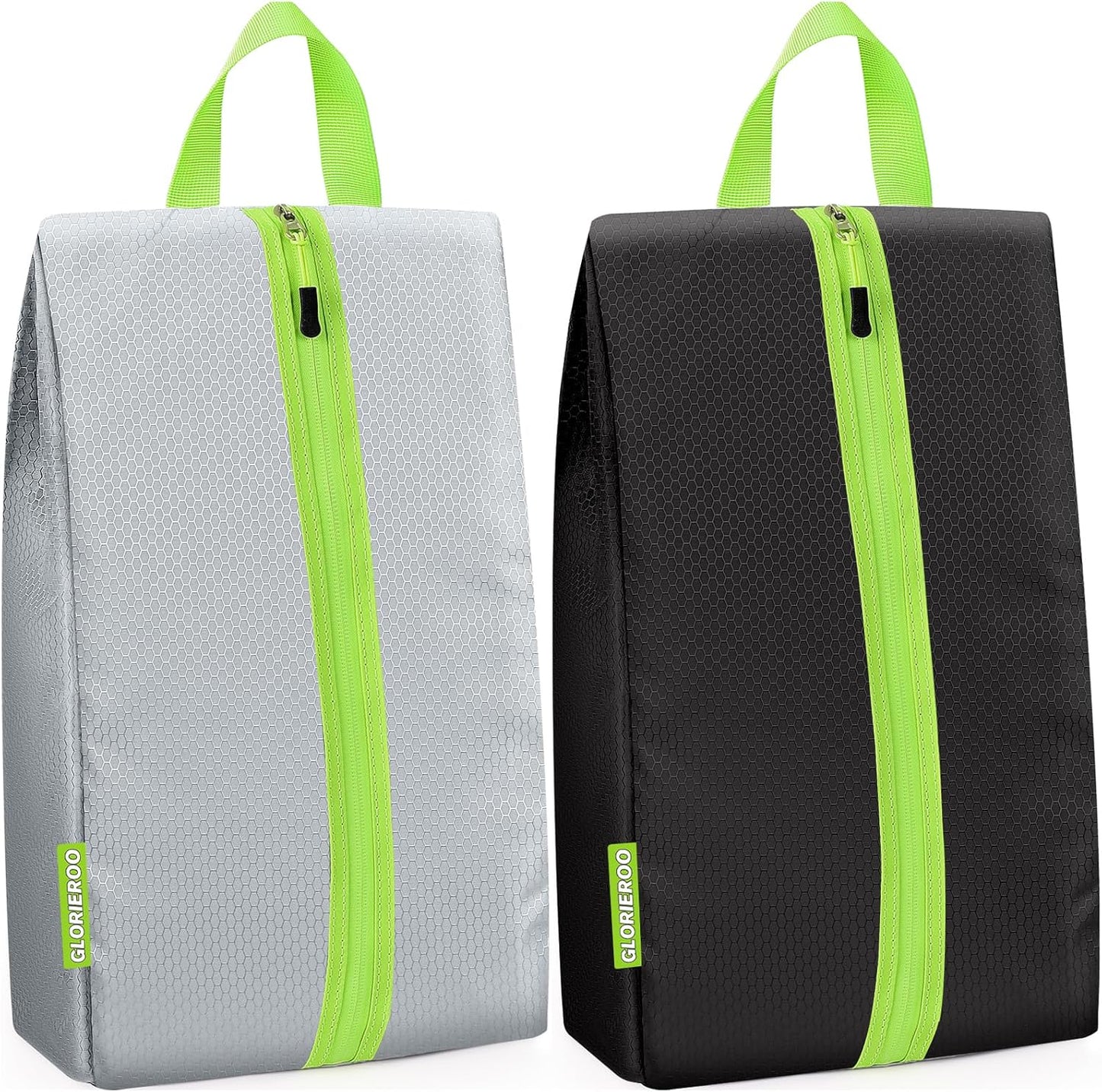 Smell Proof Shoe Bags for Travel-Soccer Cleat Bag Smell Proof with Active Carbon Fabric | Odor-Absorbing Water-Resistant Track Shoe bags for Sports (Black & Grey, UP TO US14)