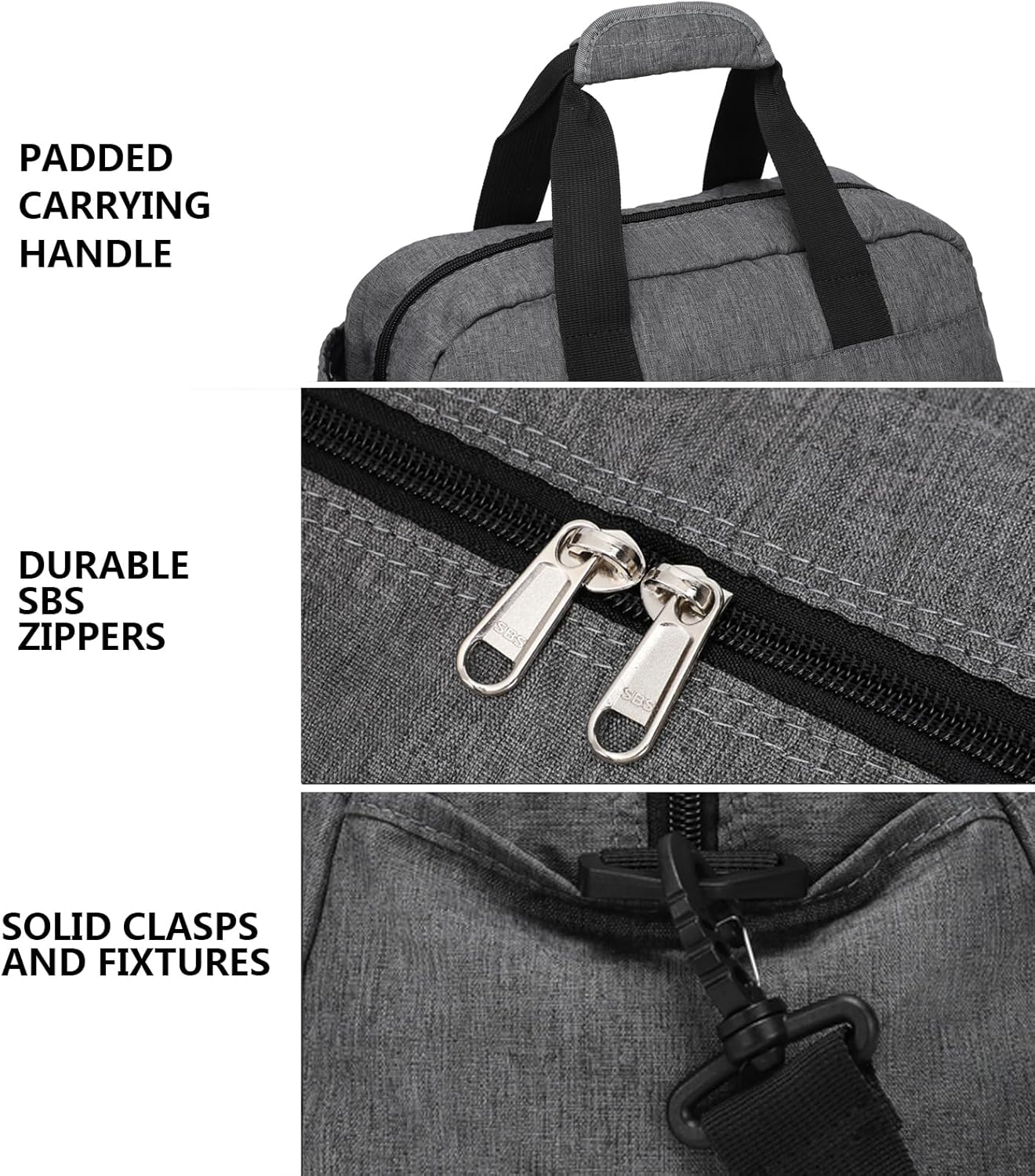 14 inch Small Gym Bag for Women & Men, Mini Duffel Bag for Travel Sports Lightweight Carry On Bag, Grey