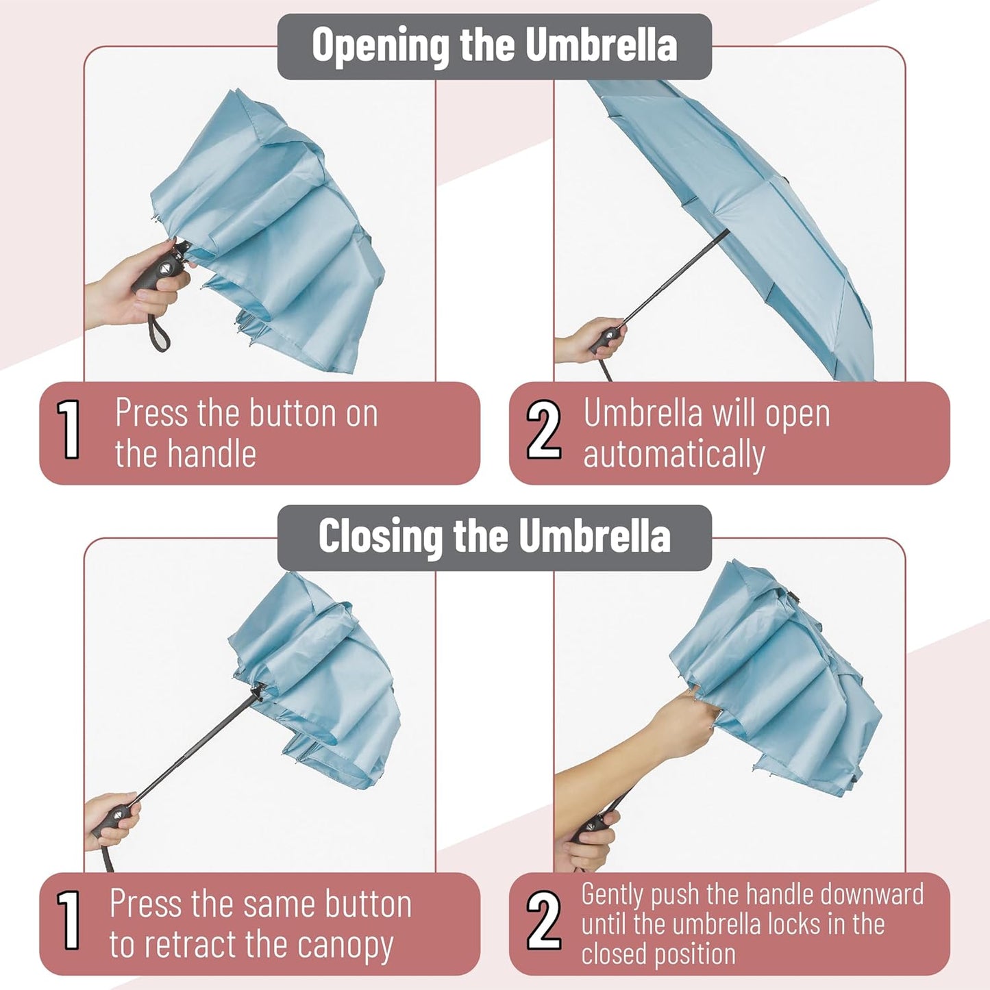 Mr. Pen- Windproof Travel Umbrella, Automatic Umbrellas for Rain, Compact