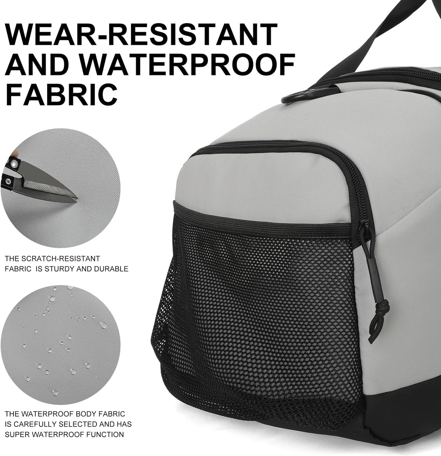 Sports Gym Bag，INOXTO Travel Duffel Bag with Dry Wet Pocket And Shoe CompartmentFor Women and Men，40L/55L Fitness Waterproof Weekender Bag For Swim Sports Travel Working Out (Gray, 55L)