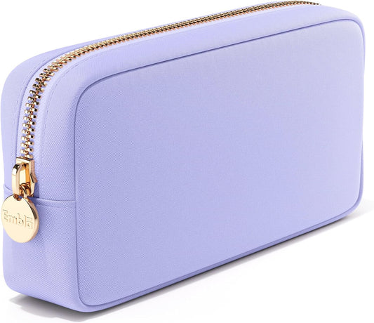 Embla Makeup Bag Travel Cosmetics Pouch and Toiletry Bag, Nylon Zipper Pouch Purse, Cute Make Up Organizer Storage Tote for Women Girls, Waterproof Travel Skincare Case, Small Makeup Bags, Lilac