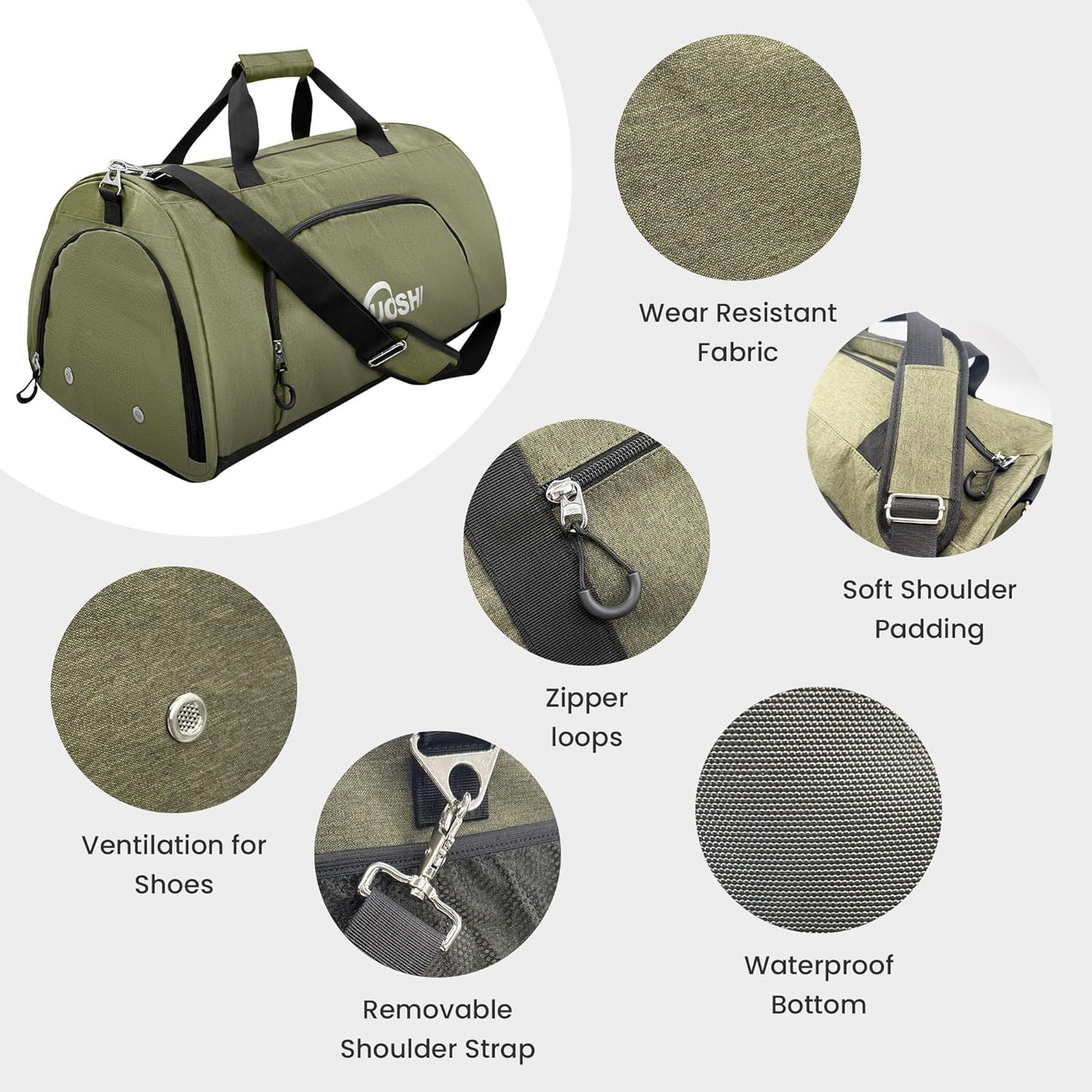 Gym Duffle Bag for Men & Women Water-Resistant-Sports Travel Bag with Ventilated Shoe Compartment & Wet Pocket, 31L Large Weekender Overnight Bag