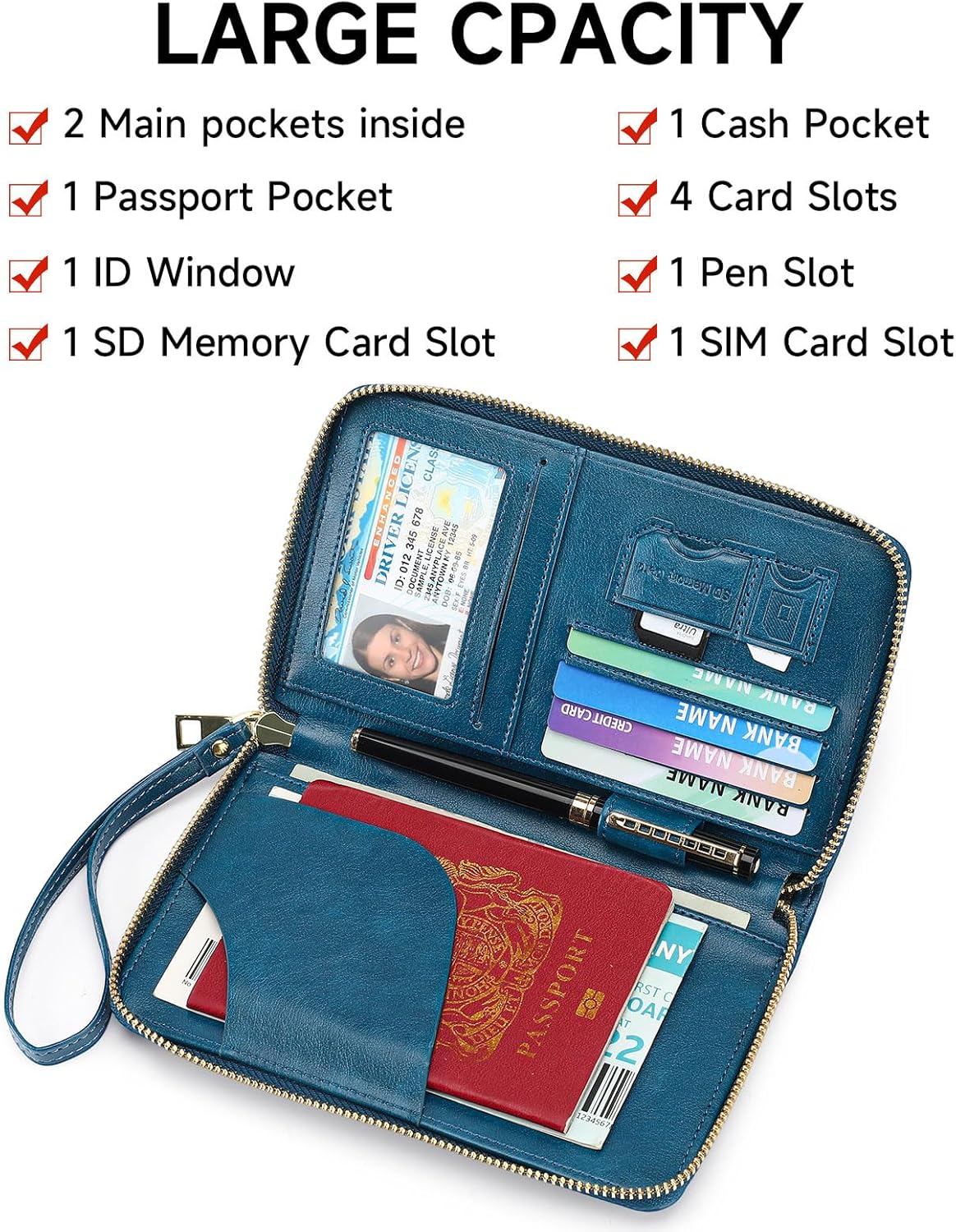 Leather RFID Blocking Passport Holder Travel Wallet, Passport Cover/Travel Wallet for Women/Men with