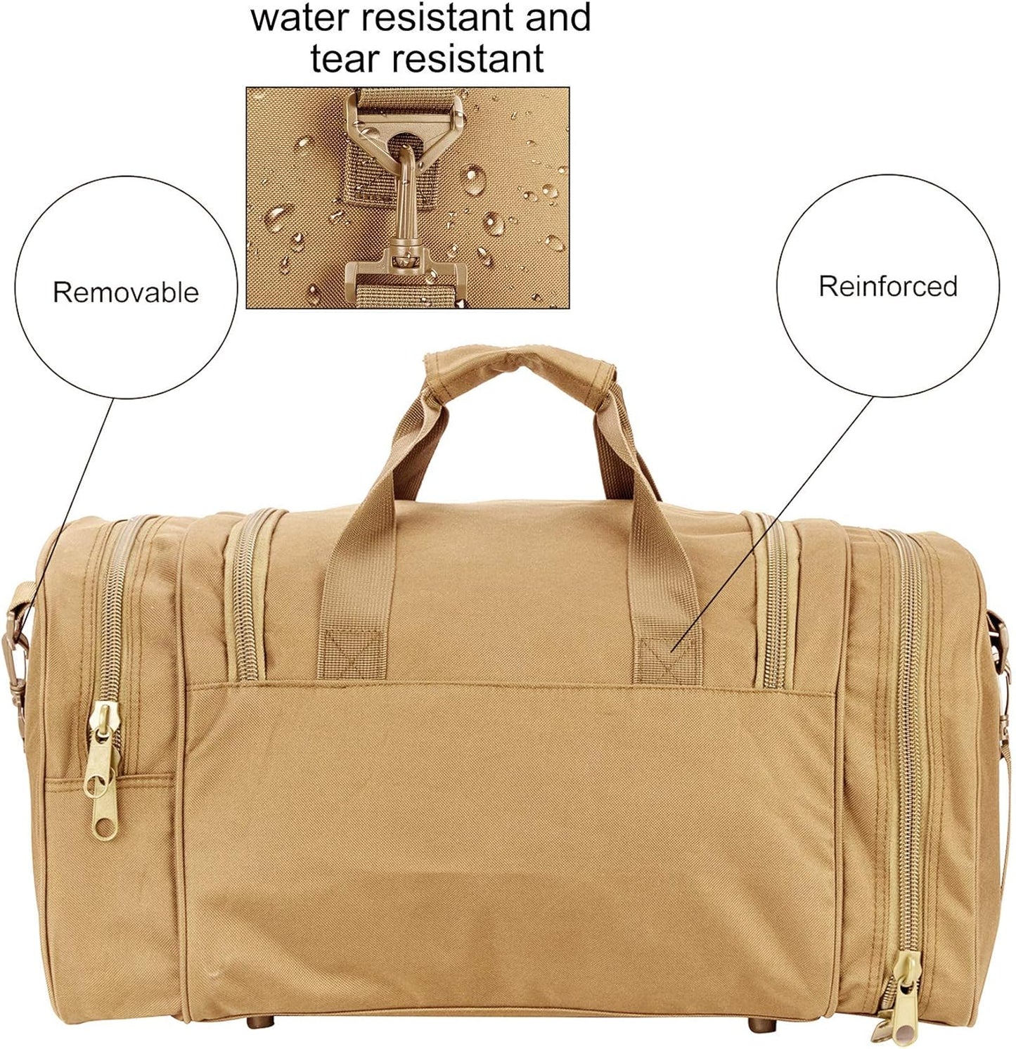 Gym Duffel Bag for Men Sports Duffel Bag with Shoe Compartment (TAN-Model A)