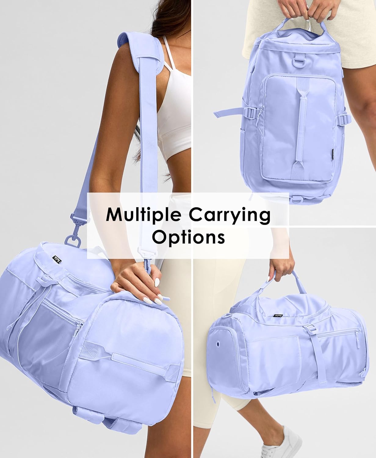 Gym Bag for Women with Shoe Compartment and Wet Pocket Convertible Gym Backpack workout Duffel Bag Multiple Pockets 30L