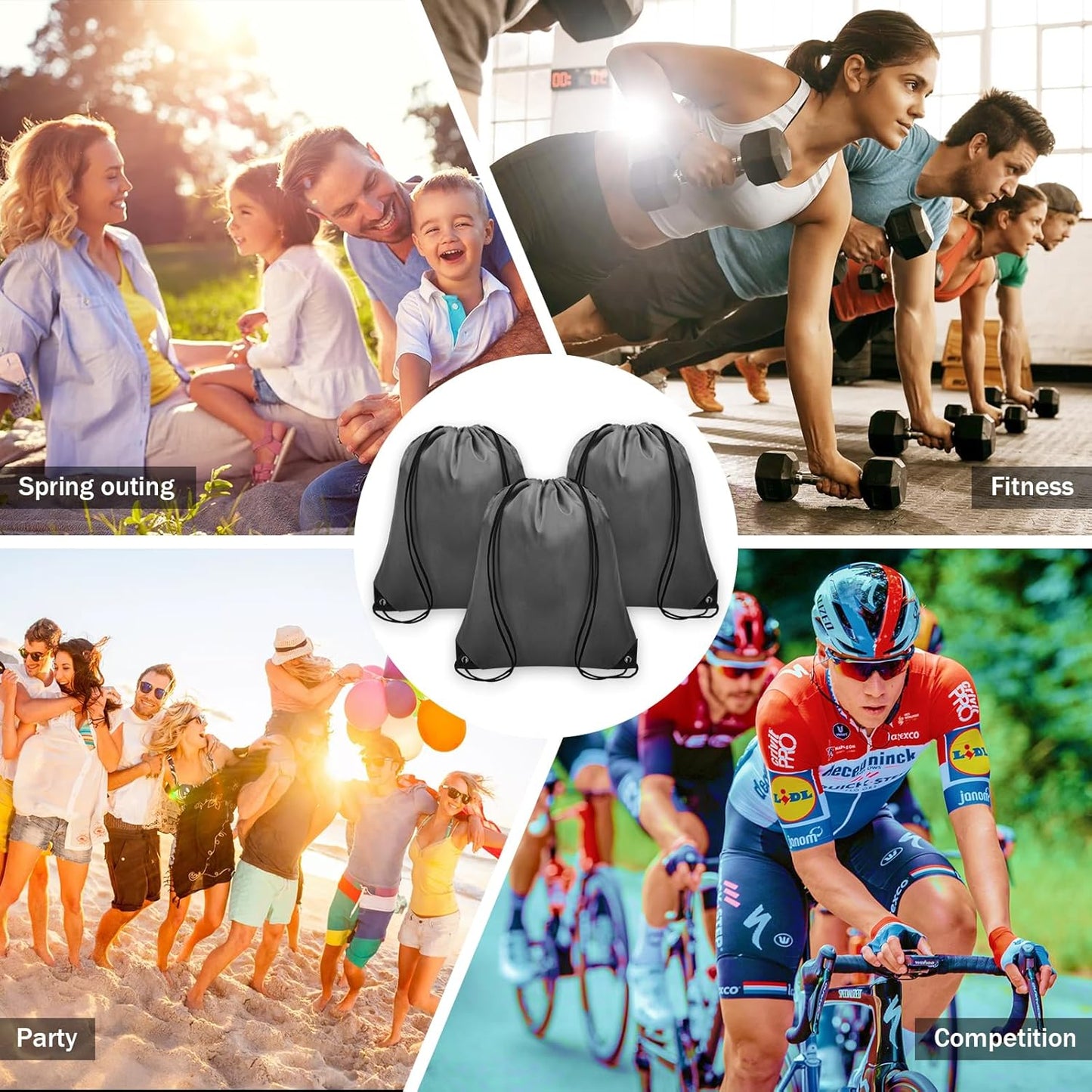 150Pcs Drawstring Backpack Bulk Cinch Sackpack Drawstring Bags Nylon for Gym Party Trip(Grey)