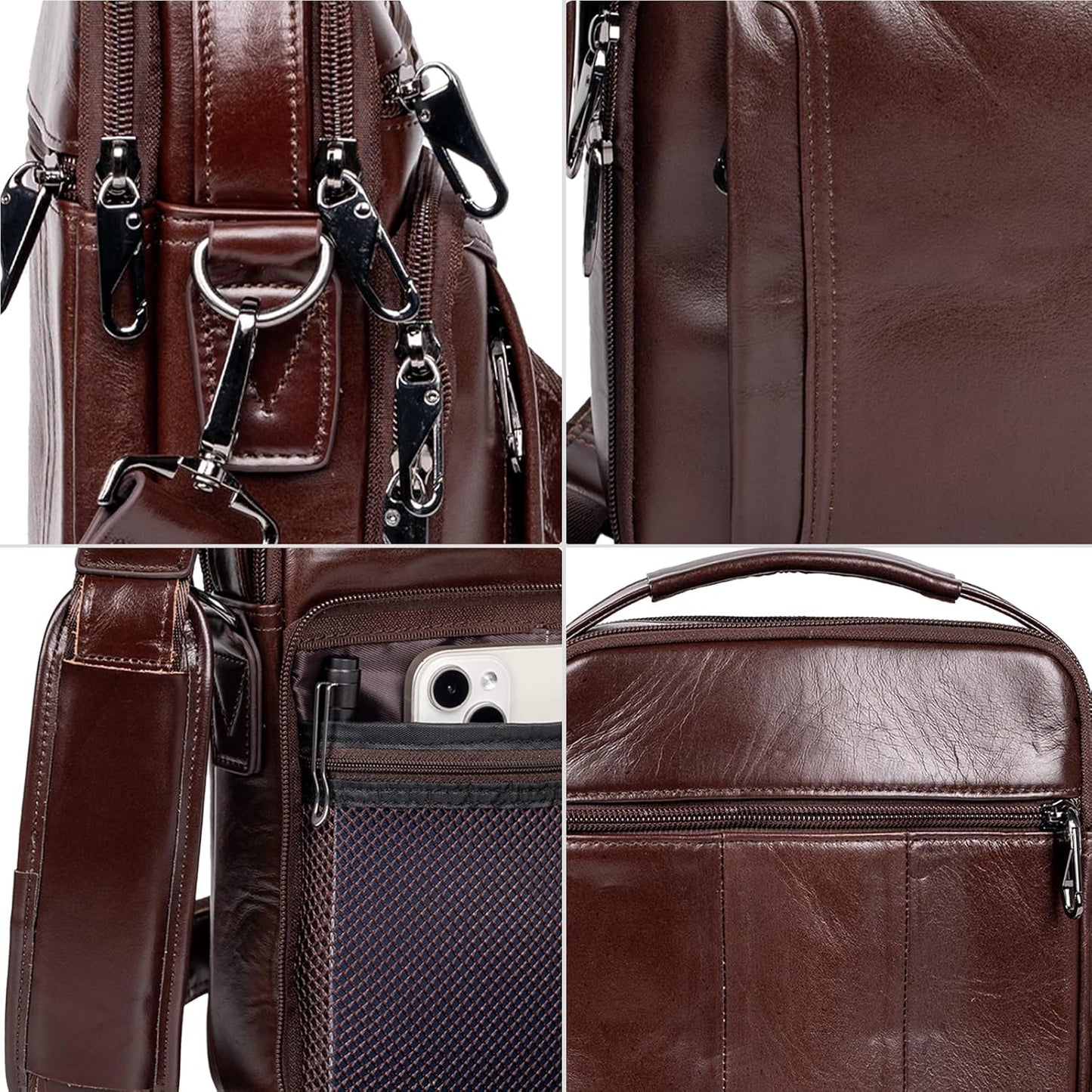 Leather Small Messenger for Men - Women Shoulder Chest Travel Bag - Crossbody Bag