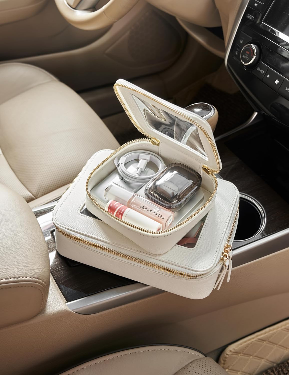 Popvibe Clear Makeup Bag Travel Cosmetic Case Transparent Toiletry Bag with Zipper, Portable Make Up Organizer Traveling Compact Car Bag for Essentials