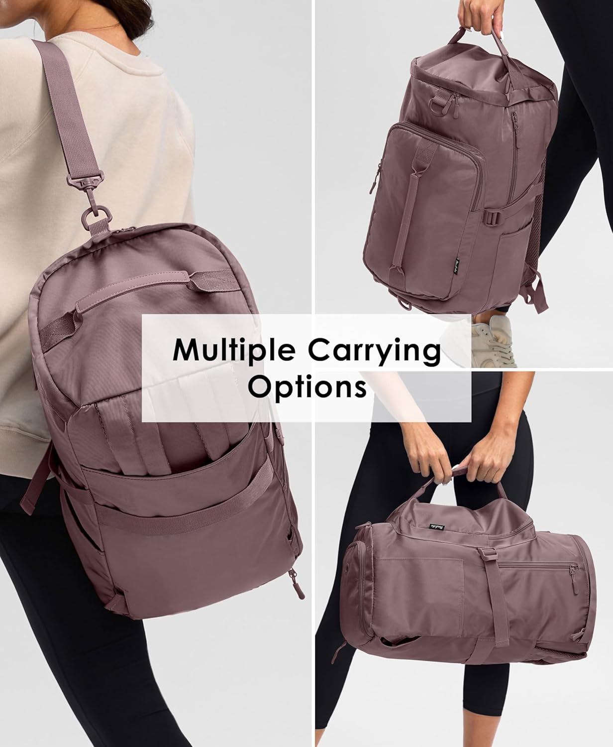 Gym Bag for Women with Shoe Compartment and Wet Pocket Convertible Gym Backpack workout Duffel Bag Multiple Pockets 30L