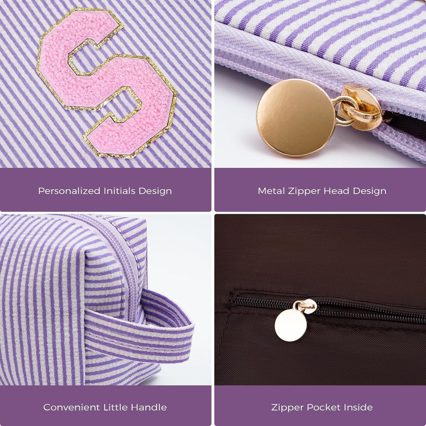 Gifts for Girls Teens Kids - Birthday Gift for Daughter Sister Her,Travel Essentials,Teen Girl Essentials,Cute Trendy Stuff Makeup Bag Set Cosmetic Bag - Lavender,S